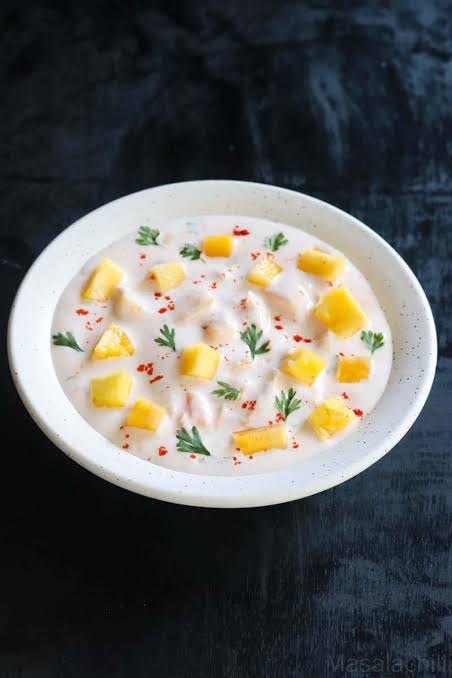 Pineapple Raita — pure vegetarian dish by Rasalaya